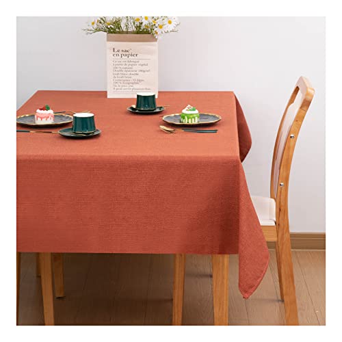 SANLEHAUSE Tischdecke Tischtuch Dunkel Orange 145 X 180 cm Leinenoptik Tischdecke Lotuseffekt Wasserabweisend Tischdecke Farbe & Größe Wählbar Eckig Tischdecke Praktisch und Schön von SANLEHAUSE
