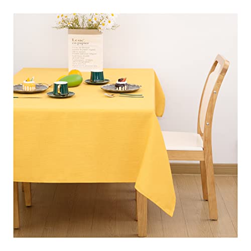 SANLEHAUSE Tischdecke Tischtuch Golden 145 X 240 cm Leinenoptik Tischdecke Lotuseffekt Wasserabweisend Tischdecke Farbe & Größe Wählbar Eckig Tischdecke Praktisch und Schön von SANLEHAUSE