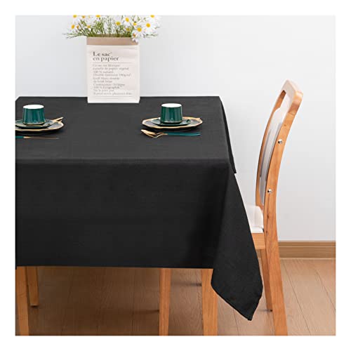 SANLEHAUSE Tischdecke Tischtuch Schwarz 145 X 180 cm Leinenoptik Tischdecke Lotuseffekt Wasserabweisend Tischdecke Farbe & Größe Wählbar Eckig Tischdecke Praktisch und Schön von SANLEHAUSE