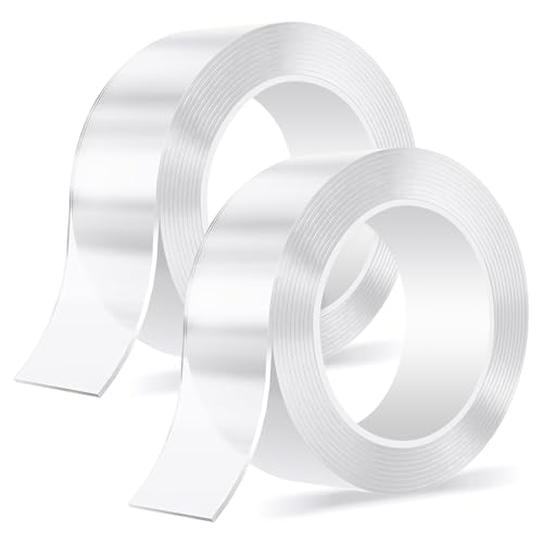 SANLI TAPE Doppelseitiges Klebeband Extra Stark Nano Klebebänder Transparent Ablösbar Klebestreifen Spurloses Wiederverwendbares Klebeband für Teppich, Fotorahmen, Küche (2mm×3cm×3m) von SANLI TAPE