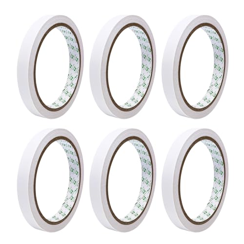 SANLI TAPE Doppelseitiges Klebeband Dünn 6 Rollen Selbstklebendes Klebeband zum Basteln, Nähen, Sammelalbum, Handarbeit, Tapeten, Kartenherstellung, Geschenkverpackung, 12 mm * 10 Meter von SANLI TAPE