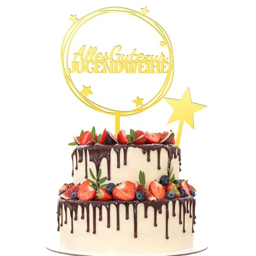 Jugend hingabe Kuchen Dekoration, Golden Youth hingabe Kuchen Regal und Sternendekoration Jungen Mädchen Jugend hingabe Kuchen Stecker für Jugend hingabe Geschenke von SANNIX