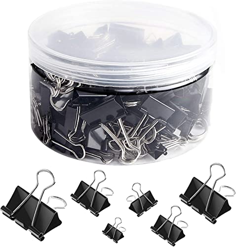 SANNIX 100 Stück Binder-Clips, verschiedene Größen, XL, groß, mittel, klein, Mini und Micro, Binder-Clips, Büroklammern für Büro, Zuhause, Schule von SANNIX