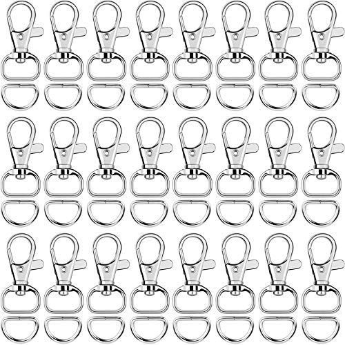 SANNIX 120 Stück Schlüsselanhänger-Clip-Haken mit D-Ring, inklusive 60 drehbaren Karabinerhaken, Schlüsselband-Clip und 60 D-Ringe für Geldbörsen-Hardware-Nähprojekte (1,27 cm Innenbreite) von SANNIX