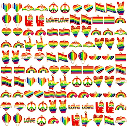 SANNIX Regenbogen Charms, 110 Stück Gold-Emaille-Anhänger, Schmuckherstellung, Charms für Regenbogenstolz, Armband, Halskette, Ohrringherstellung SANNIX Regenbogen Charms, 110 Stück Gold-Emaille-Anhänger, Schmuckherstellung, Charms für Regenbogenstolz, Armband, Halskette, Ohrringherstellung von SANNIX