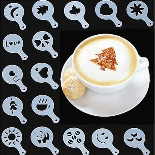 SANON Kaffee Barista Schablonen 16 Stück Kaffee Dekorieren zum Dekorieren Haferflocken Cupcake Kuchen Cappuccino Heiße Schokolade für Erwachsene Kinder Kinder Weihnachten SANON Kaffee Barista Schablonen 16 Stück Kaffee Dekorieren zum Dekorieren Haferflocken Cupcake Kuchen Cappuccino Heiße Schokolade für Erwachsene Kinder Kinder Weihnachten von SANON