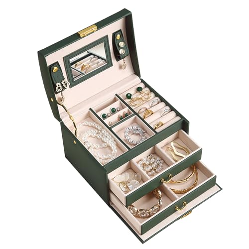 SANON Schmuckkästchen 3 Ebenen mit Schubladen, Schmuckschatulle Mädchen, Schmuck Organizer Ohrringe, Schmuckkasten für Halsketten, Armbanduhren, Ringe, Armbänder, Ohrringe SANON Schmuckkästchen 3 Ebenen mit Schubladen, Schmuckschatulle Mädchen, Schmuck Organizer Ohrringe, Schmuckkasten für Halsketten, Armbanduhren, Ringe, Armbänder, Ohrringe von SANON