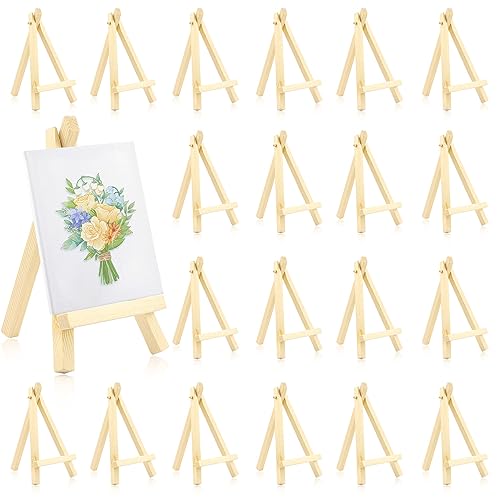 20 Stück Staffelei Mini Holz Fotohalter Staffelei Klein 15x 8 cm Kartenhalter Dreieck Staffelei Platzkartenhalter kleine Holz Tafel Display Memohalter für Hochzeit Geburtstag Taufe Party von SANOU