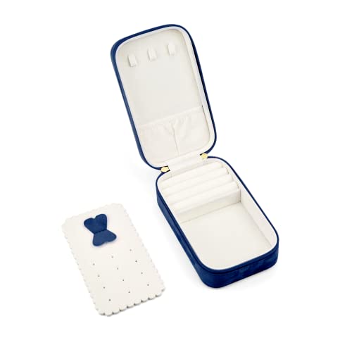 SANQIANWAN Klein Schmuckkästchen Schmuckkästchen Damen Schmuckkoffer Reise Schmuckaufbewahrung Schmuckbox Damen Schmuckschatulle für Ringe,Ohrringe,Halskette,Armbanduhr (Blau, groß) von SANQIANWAN