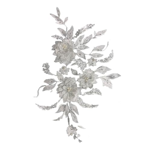 Bestickte Blumen-Aufnäher mit Spitze, Blumenapplikation, zum Aufnähen auf Kleidung, Jeans, Jacken, Röcke von SANRLO