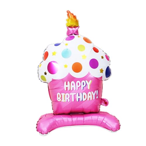 Große Happy Birthday-Kuchenballons mit Cartoon-Kuchen, Aluminiumfolienballon für Babyparty, Party-Dekoration, Babyparty-Dekoration von SANRLO
