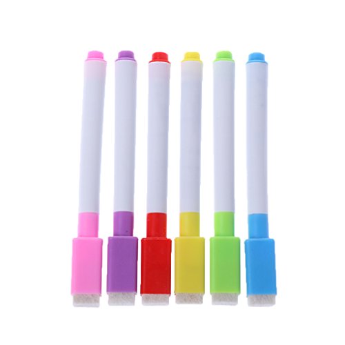SANRLO R Stifte, Bleistifte und Schreibgeräte, 6 Stück/Set, Whiteboard-Marker mit Radiergummi, Schulbedarf von SANRLO
