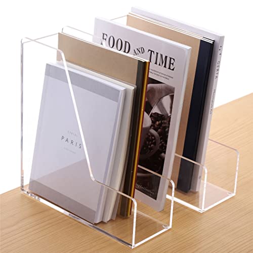 SANRUI Acryl Stehsammler A4 für Schreibtisch Organizer Zeitschriftensammler, 2 Stück Stehordner für Büro, Klassenzimmer, Arbeitszimmer von SANRUI