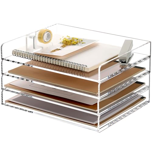 SANRUI Stapelbare Briefablage, Papierablage, Organizer, transparenter Acryl-Papiersortierer, Ordnungsablage, 4 Stück von SANRUI