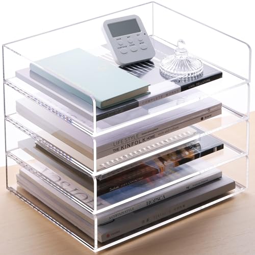 SANRUI Stapelbare Briefablage aus Acryl, transparente Papierablage, Schreibtisch-Organizer, 4 Ebenen, Schreibtisch-Organizer, Papiersortierer, Dokumentenregal für Briefe / A4, 4 Stück SANRUI Stapelbare Briefablage aus Acryl, transparente Papierablage, Schreibtisch-Organizer, 4 Ebenen, Schreibtisch-Organizer, Papiersortierer, Dokumentenregal für Briefe / A4, 4 Stück von SANRUI
