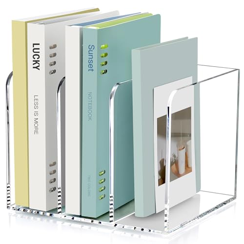 SANRUI Stehsammler, A4, Acryl Zeitschriftensammler Stehordner für Bücher, Dokumenten, Hefte, Papier Transparent, 3 Fächer von SANRUI