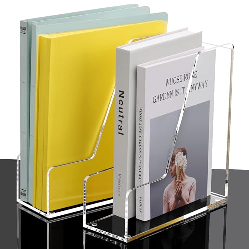 Zeitschriftensammler aus Acryl, Schreibtisch-Organizer, Zeitschriftenständer, transparent, vertikal, 24 cm D x 8 cm B x 26 cm H, 2 Stück von SANRUI