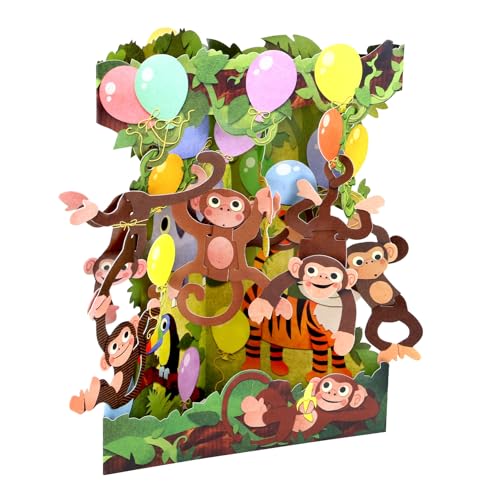 Santoro Swing Card, 3D Pop Up Greeting Card - Monkey Party - For Kids, Family, Boys, Daughters | Birthday Gifts For Boys, Daughters von Santoro