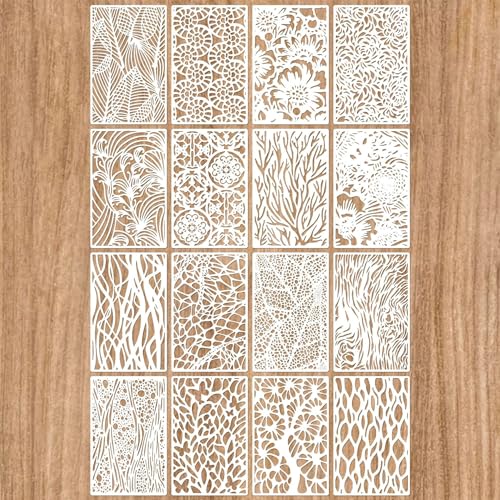 SANTUO 16 Stück Malschablonen PET Wandschablonen zum Streichen 28x18cm Schablonen Malen für Textilgestaltung Malen Wand DIY Malschablonen Set von SANTUO