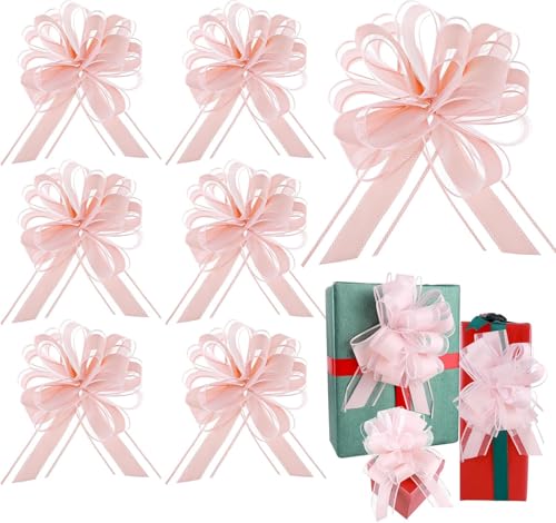 SANTUO 6 rosa Schleifen zum Verpacken von Geschenken, 15,2 cm, Organza-Ziehschleifen, Geschenkpapier, Schleifen, Blumendekorationen für Hochzeit, Valentinstag, Geburtstag, Geschenk, Dekoration SANTUO 6 rosa Schleifen zum Verpacken von Geschenken, 15,2 cm, Organza-Ziehschleifen, Geschenkpapier, Schleifen, Blumendekorationen für Hochzeit, Valentinstag, Geburtstag, Geschenk, Dekoration von SANTUO