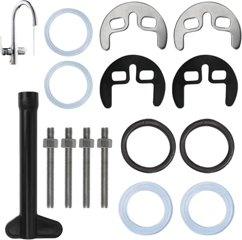 SANTUO Monoblock-Wasserhahn-Befestigungsset, 13-teilig, Doppelloch-Wasserhahn-Reparatur-Unterlegscheibe mit Klemme und Bolzen und Rohrschlüssel oder Waschbecken- und SANTUO Monoblock-Wasserhahn-Befestigungsset, 13-teilig, Doppelloch-Wasserhahn-Reparatur-Unterlegscheibe mit Klemme und Bolzen und Rohrschlüssel oder Waschbecken- und von SANTUO