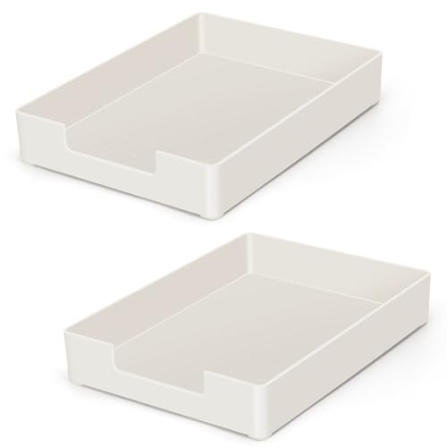 Briefablage, Papierablage, Organizer für Schreibtisch, stapelbar, Briefablage, Papierhalter, Akten-Organizer für Bürobedarf, Schule, Zuhause, Schreibtischzubehör (weiß), 2 Stück von SANWICH
