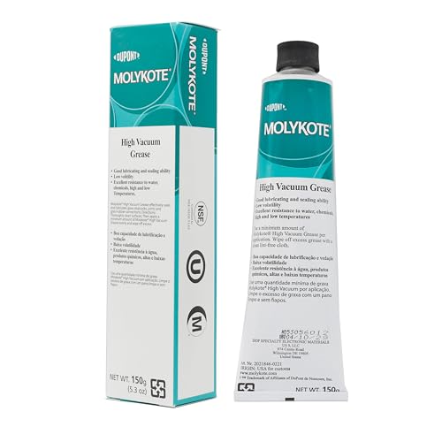 Molykote HVG Hochvakuumfett, 150 g, 5,3 oz, Silikonschmiermittel, Vakuumpumpe, Drucksysteme, Abdichtung, Wasser, chemische Beständigkeit, Gummidichtung, O-Ring, Schmierdichtung, durchscheinend, weiß, Molykote HVG Hochvakuumfett, 150 g, 5,3 oz, Silikonschmiermittel, Vakuumpumpe, Drucksysteme, Abdichtung, Wasser, chemische Beständigkeit, Gummidichtung, O-Ring, Schmierdichtung, durchscheinend, weiß, von SANYI