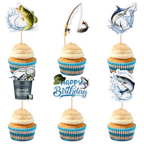 24 Stück Angeln Tortendeko,Kuchen Dekoration,Fishing Happy Birthday,Cupcake Topper,Cake Toppers Tortendeko Geburtstag Bunte Fischer Angeln Geburtstags 24 Stück Angeln Tortendeko,Kuchen Dekoration,Fishing Happy Birthday,Cupcake Topper,Cake Toppers Tortendeko Geburtstag Bunte Fischer Angeln Geburtstags von SANYUANHE