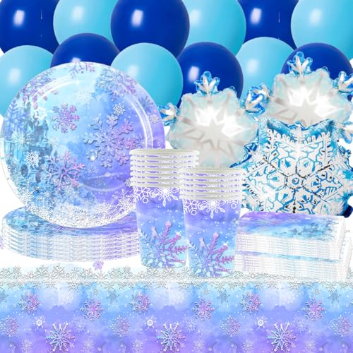83 Stück Winter Schneeflocke Partygeschirr Dekoration,Thema Schneeflocken Geburtstag Party,Enthalten Papier Besteck, Becher, Serviette,Tischdecke und Luftballons,für Weihnachten Kindergeburtstag Winte 83 Stück Winter Schneeflocke Partygeschirr Dekoration,Thema Schneeflocken Geburtstag Party,Enthalten Papier Besteck, Becher, Serviette,Tischdecke und Luftballons,für Weihnachten Kindergeburtstag Winte von SANYUANHE