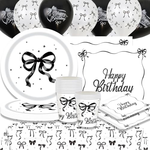 Butterfly party tableware, spring and summer 81 pieces of butterfly happy birthday party decoration theme, cake decoration including paper cups, dinner plates, napkins, tablecloths, balloons von SANYUANHE
