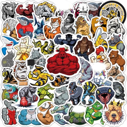 SANYUANHE 100 Stück Bodybuilding Sticker-Tierische Kraft-Bestie-Kraftprotz-Muskelheld-Muskelmann Aufkleber für Wasserflaschen, Koffer, Fahrräder, Autos, Tablets, Kinder und Erwachsene SANYUANHE 100 Stück Bodybuilding Sticker-Tierische Kraft-Bestie-Kraftprotz-Muskelheld-Muskelmann Aufkleber für Wasserflaschen, Koffer, Fahrräder, Autos, Tablets, Kinder und Erwachsene von SANYUANHE