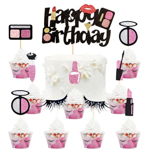 SANYUANHE 17 Stück Kosmetik Tortendeko,Kosmetik Cupcake Toppers,Make-Up-Thema,Lippenstift, Wimpern Geburtstag Party Dekoration,Kuchen Dekorationen,Kosmetik Thema Party Dekorationen SANYUANHE 17 Stück Kosmetik Tortendeko,Kosmetik Cupcake Toppers,Make-Up-Thema,Lippenstift, Wimpern Geburtstag Party Dekoration,Kuchen Dekorationen,Kosmetik Thema Party Dekorationen von SANYUANHE