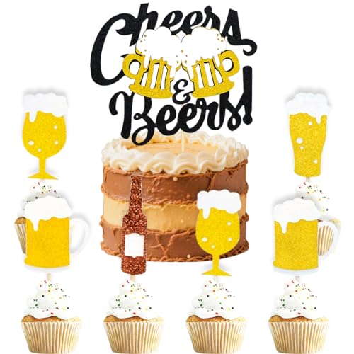 SANYUANHE 25 Stück Oktoberfest Kuchen-Deko,Oktoberfest Dekoration,Bierfest Kuchenfiguren,Bierkrug Cupcake Topper für Geburtstagsdekoration Bierfest und Oktoberfest Themenpartys von SANYUANHE