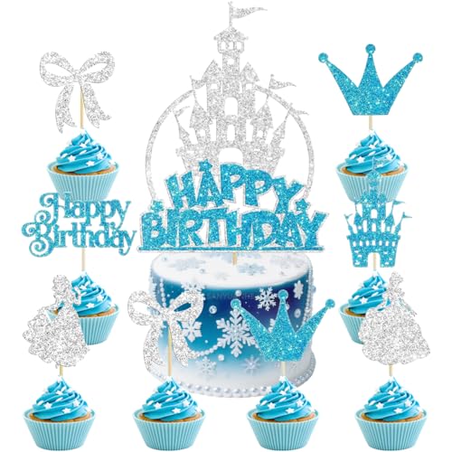 SANYUANHE 25 Stück Silberblau Eiskönigin Cupcake Toppers,Eisschloss-Wintergeburtstag-Prinzessin-Krone-Kuchen Dekoration für Jubiläen,Kindergeburtstag,Hochzeiten und Prinzessinnen Themenpartys SANYUANHE 25 Stück Silberblau Eiskönigin Cupcake Toppers,Eisschloss-Wintergeburtstag-Prinzessin-Krone-Kuchen Dekoration für Jubiläen,Kindergeburtstag,Hochzeiten und Prinzessinnen Themenpartys von SANYUANHE