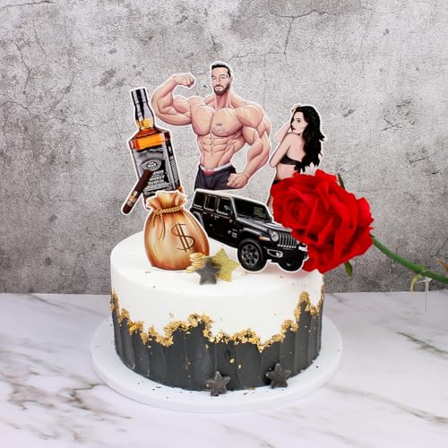 SANYUANHE 55 Stück Muskelmann Schönheiten Party Dekoration Set, Cupcake Toppers Happy birthday, Geburtstags Luftballon Party Kuchen Dekorieren,Personalisiert Geschenkidee party von SANYUANHE