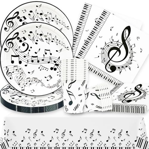 61 Pcs Musikthema Geschirr Dekoration, Musik Geburtstag Partygeschirr, Tischdecke, Pappteller, Servietten,Pappbecher,Musik otenschlüssel für Geburtstagsfeier Dekoration. 61 Pcs Musikthema Geschirr Dekoration, Musik Geburtstag Partygeschirr, Tischdecke, Pappteller, Servietten,Pappbecher,Musik otenschlüssel für Geburtstagsfeier Dekoration. von SANYUANHE