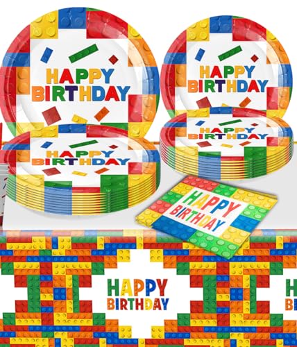 SANYUANHE 61 Stücke Baustein Geburtstag Partygeschirr, Kindergeburtstag Set,Baustein Partyzubehör mit Partygeschirr und Dekoration für Jungen und Mädchen,Pappteller, Tassen,Servietten, Tischdecken SANYUANHE 61 Stücke Baustein Geburtstag Partygeschirr, Kindergeburtstag Set,Baustein Partyzubehör mit Partygeschirr und Dekoration für Jungen und Mädchen,Pappteller, Tassen,Servietten, Tischdecken von SANYUANHE