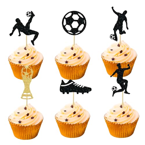 SANYUANHE Football Cake Decoration, 25 Pieces Happy Birthday Football World Cup Party Theme Decoration, Boys & Girls Birthday Cupcake Football Carnival Decoration Set SANYUANHE Football Cake Decoration, 25 Pieces Happy Birthday Football World Cup Party Theme Decoration, Boys & Girls Birthday Cupcake Football Carnival Decoration Set von SANYUANHE