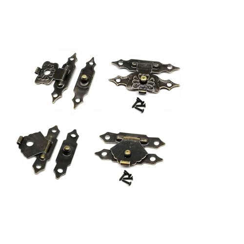 12 Stück Antik Messing Bronze Dekorative Mini Kleine Schmucktruhe Geschenk Weinkiste Holzkiste Haspe Riegel Knebelverschluss mit Schraube 19x30mm(A 30x19mm) von SAPIIKEF
