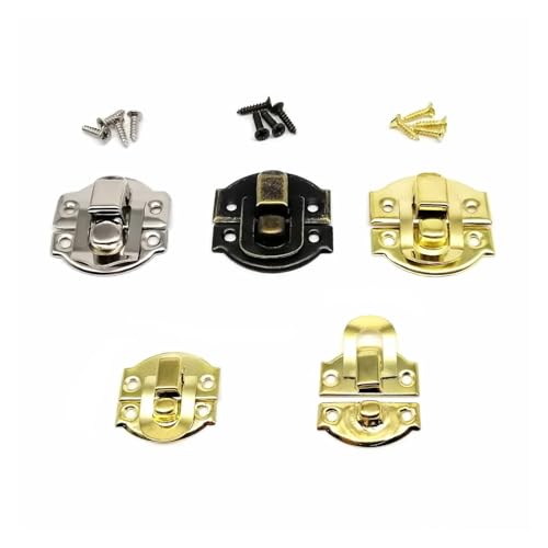 Dekorative Knebelverschlüsse in 4 Größen – Verschließbare Haken in Gold/Silber/Bronze for Schmuckkisten und Holzkisten (Schrauben im Lieferumfang enthalten)(B silver 26x29mm) von SAPIIKEF