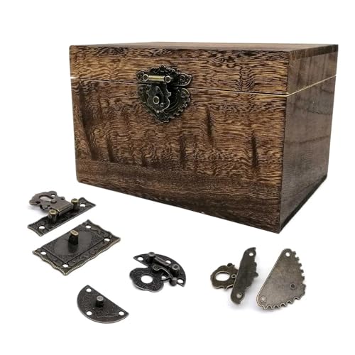 Retro Vintage Antik Messing Bronze Dekorative Schmucktruhe Weinkiste Holz Geschenkbox Knebelverschluss Verschluss mit Schrauben(C rectangle 50x44mm) von SAPIIKEF