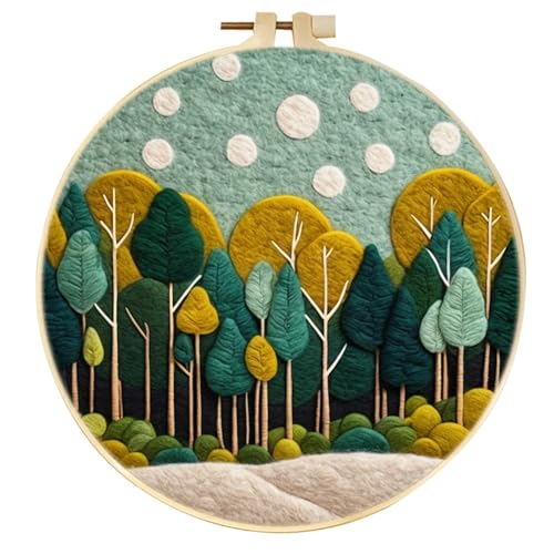SARBUTER Nadelfilz-Set, DIY Wollfilz, Starer, Nadelfilz-Stickset für Anfänger, geeignet für Geschenkartikel, Heimdekoration (Wald, Naturlandschaft) von SARBUTER