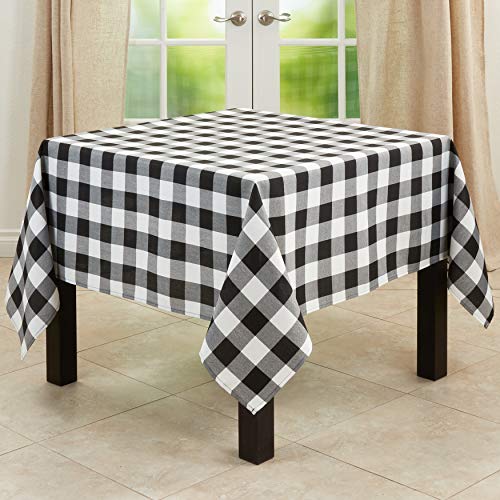 SARO LIFESTYLE Cotton Blend Tischdecke aus Baumwollmischgewebe, kariert, 56% Baumwolle, 44% Polyester, Schwarz, 70" von SARO LIFESTYLE