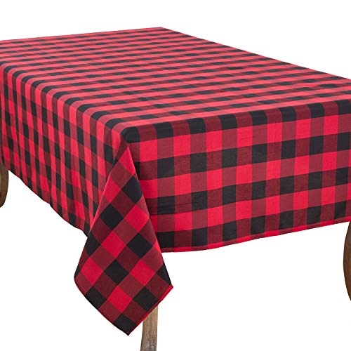 SARO LIFESTYLE Cotton Blend Tischdecke aus Baumwollmischgewebe, kariert, Baumwolle, Polyester, rot, 70" x 104" von SARO LIFESTYLE