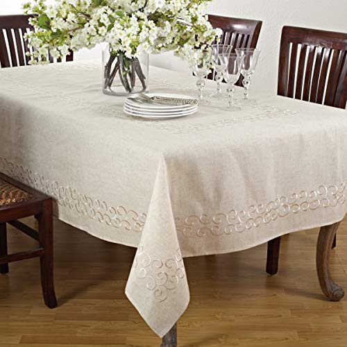 SARO LIFESTYLE Swirling Collection Tischwäsche, Polyester, Natur, 180 x 67 inch (Rectangular) von SARO LIFESTYLE