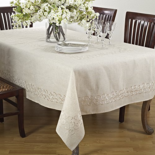 SARO LIFESTYLE Swirling Collection Tischwäsche, Polyester, Natur, 67" x 104" von SARO LIFESTYLE