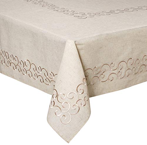 SARO LIFESTYLE Swirling Collection Tischwäsche, Polyester, Natur, 67" x 120" von SARO LIFESTYLE