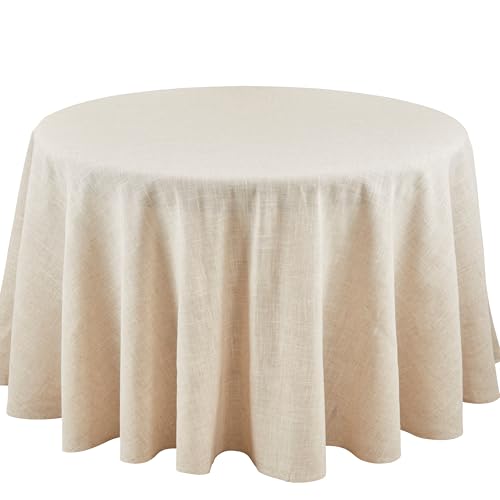 SARO LIFESTYLE Toscana Tischdecke aus Poly- und Leinen-Mischgewebe, ohne Hohlsaum, Naturfarben, 229 cm von SARO LIFESTYLE