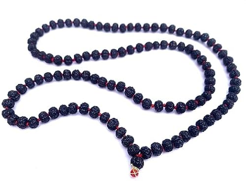 Mukhi (Gesicht) 108 + 1 Perlen, Siddh Rudraksha Mala, 7 mm, Schwarz, 5 Stück von SARVAKSH