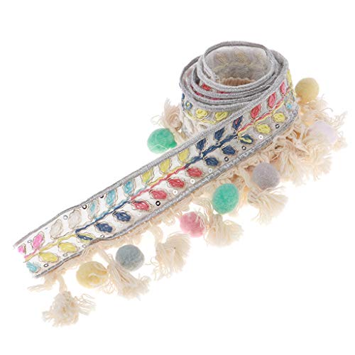 1 Stück 1 Yard elegante Perlenquasten-Fransenborte for Bastelarbeiten, Vorhänge und Taschen – vielseitiges Bommel-Ball-Zopfband von SASAS